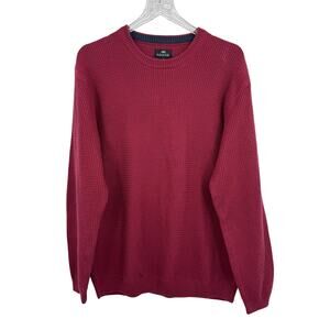 Savane sweater men's XL crew pullover waffle weave 100% cotton red wine NEW